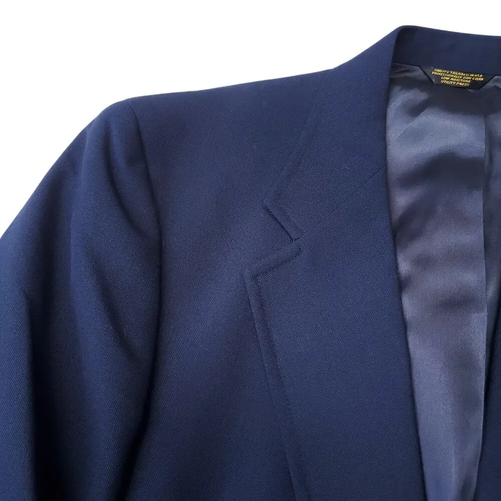 Vintage Palm Beach Blue Wool Poly Gold Button Blazer Jacket Sport Coat 40R